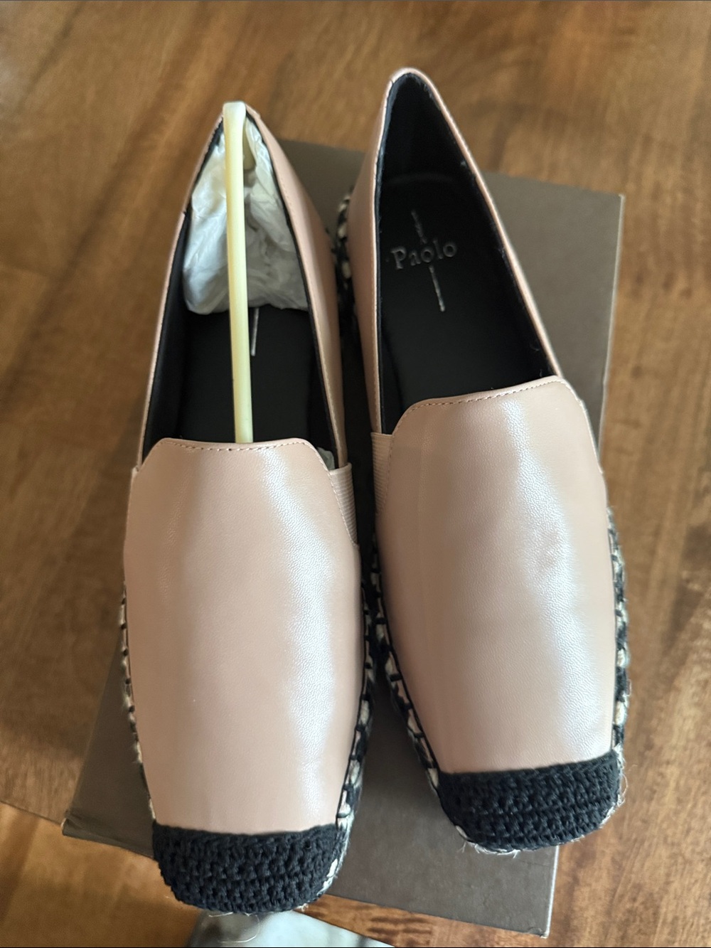 Paolo tan Leather Slip-On Loafers with Black Toe Accent